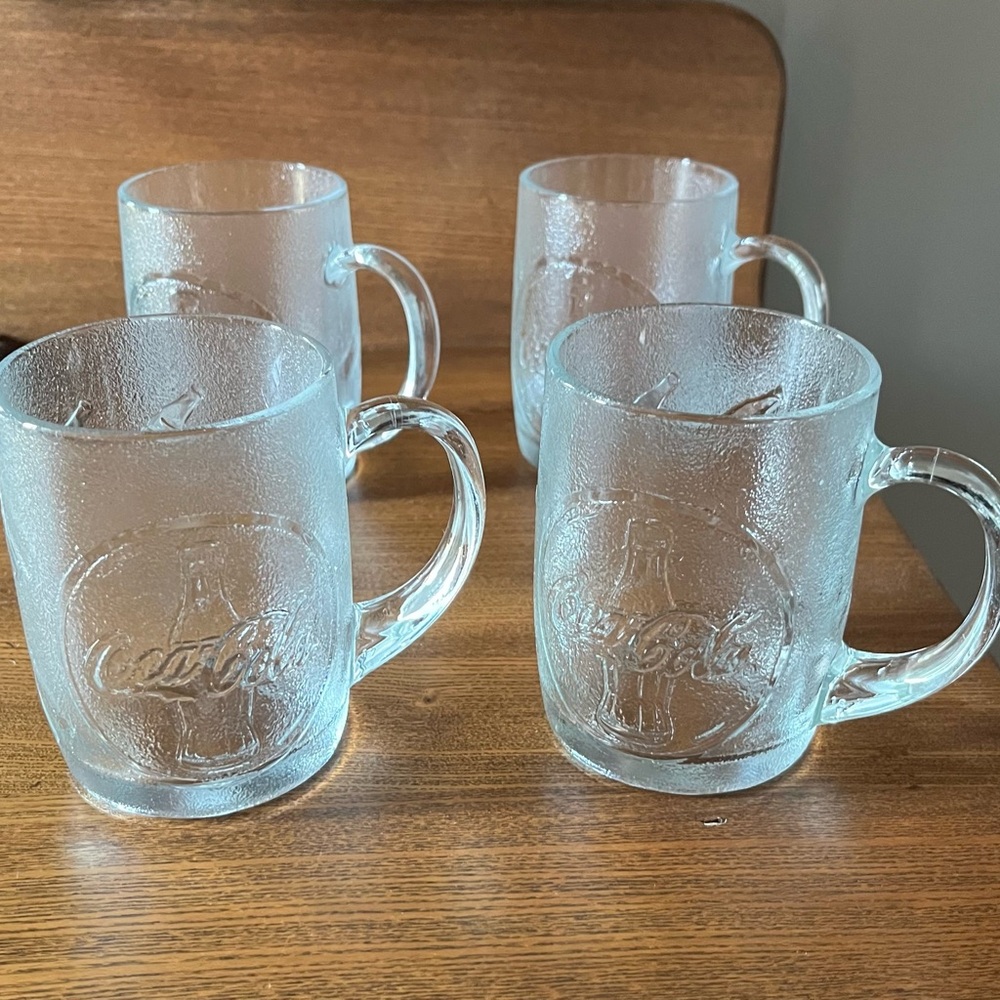 Vintage Coca Cola Frosted Glass Mugs Set